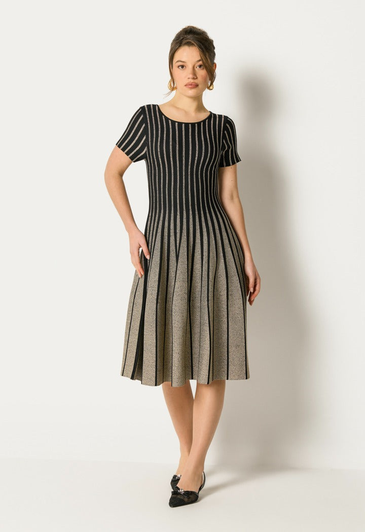 Two-Toned Striped Dress Black