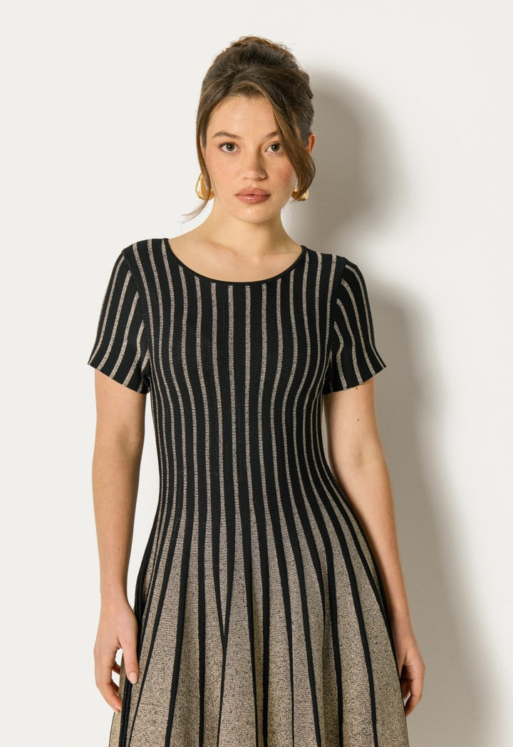 Two-Toned Striped Dress Black