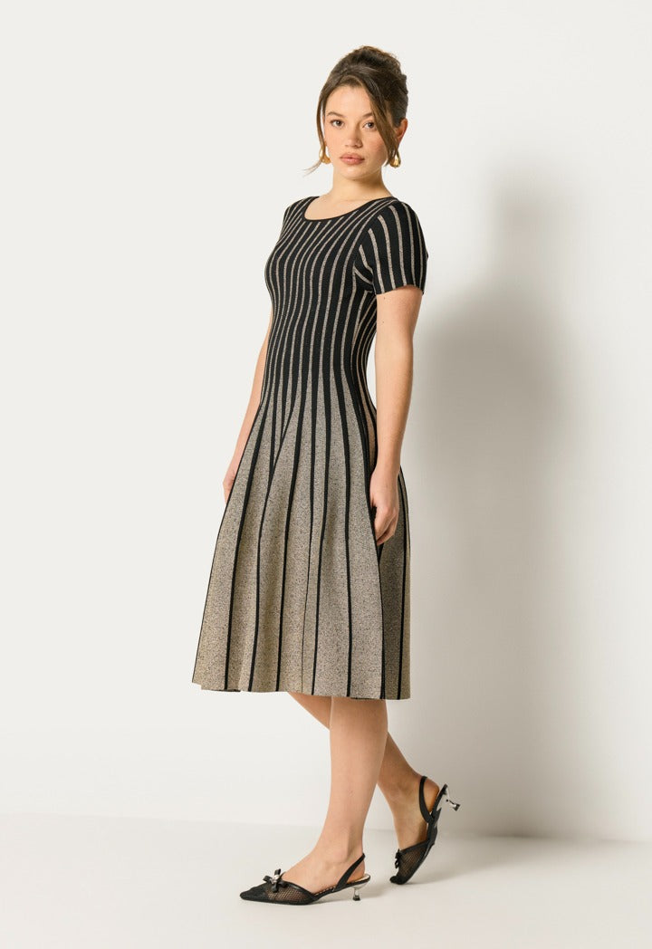 Two-Toned Striped Dress Black