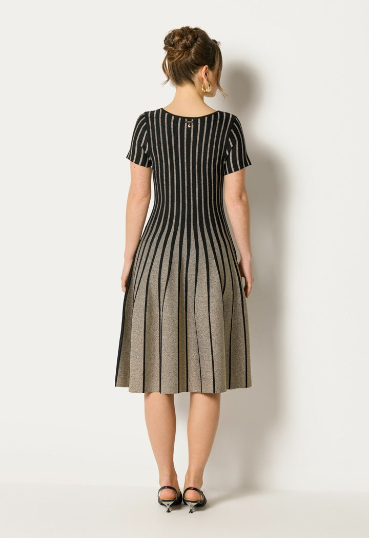 Two-Toned Striped Dress Black