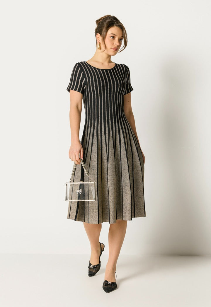 Two-Toned Striped Dress Black