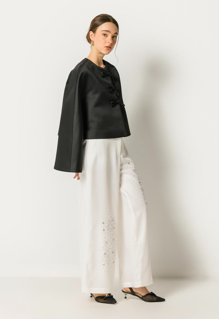 Crystal Embellished Trousers Off White