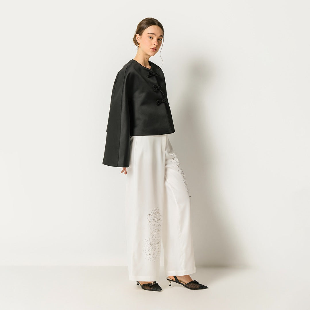 Crystal Embellished Trousers Off White