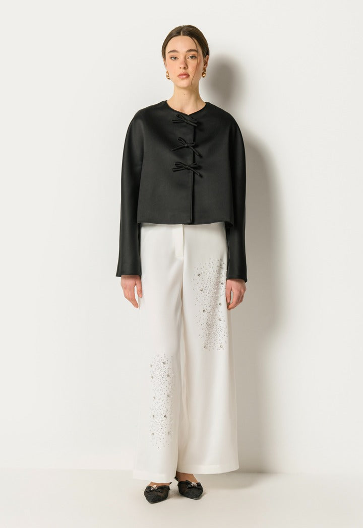 Bow Embellished Jacket Black