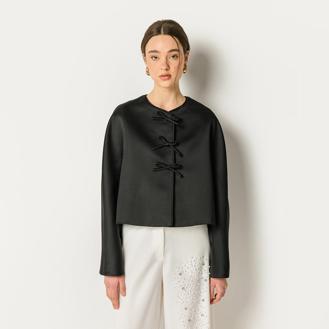 Bow Embellished Jacket Black