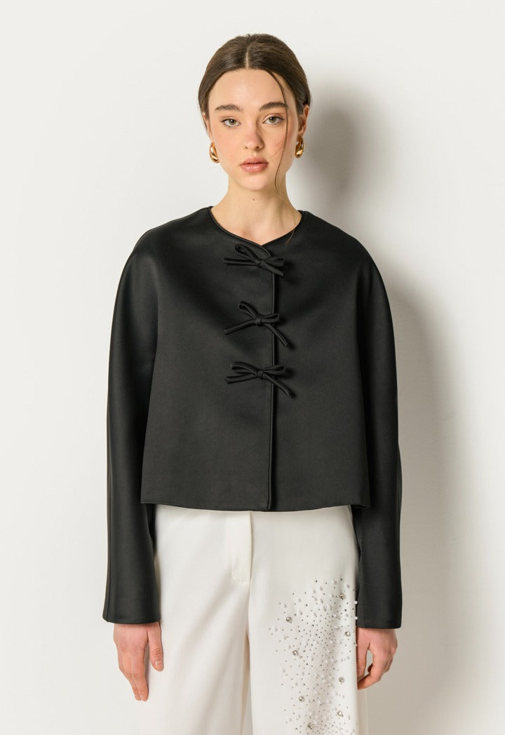 Bow Embellished Jacket Black