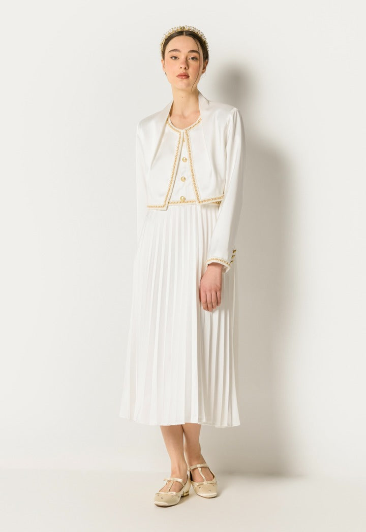 Pleated Dress Combo Off White