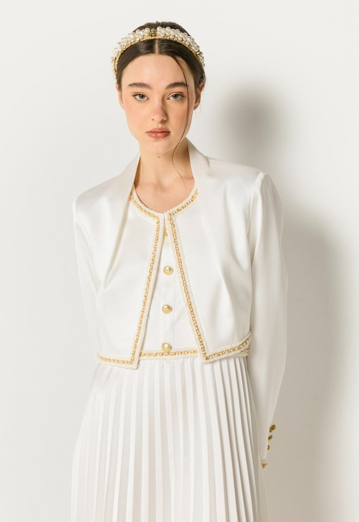 Pleated Dress Combo Off White