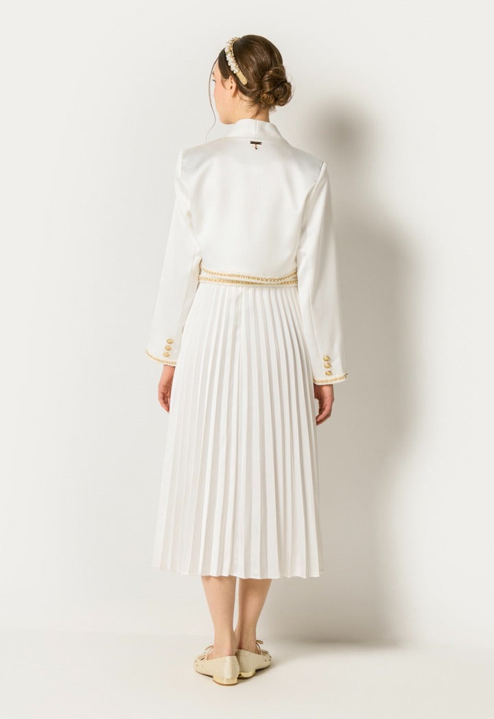 Pleated Dress Combo Off White