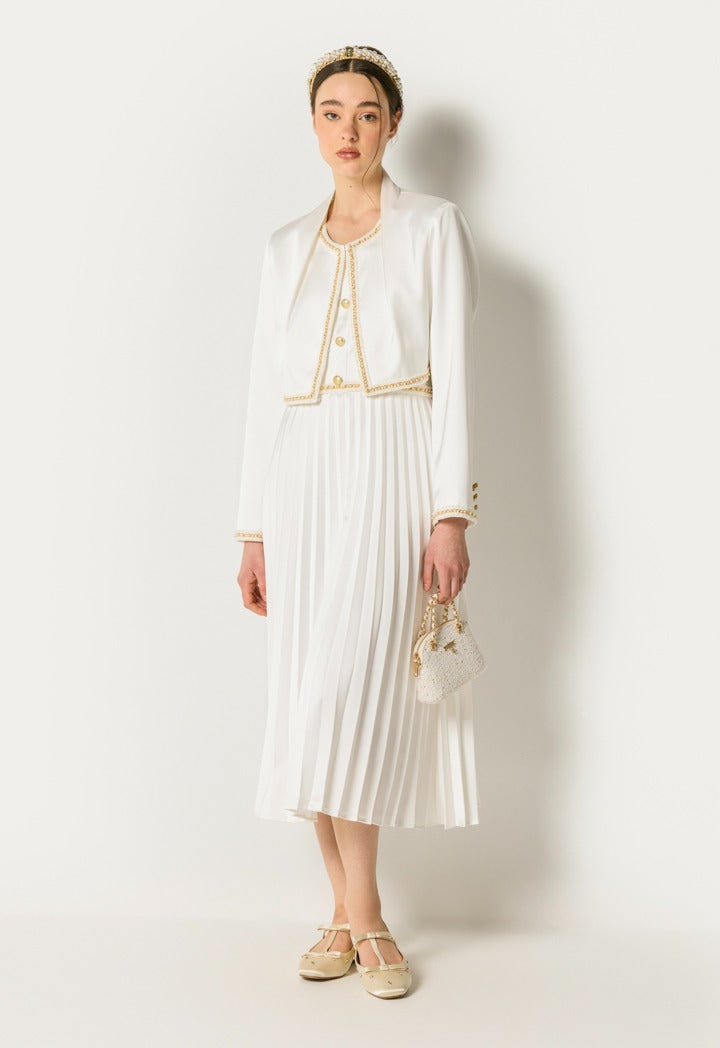 Pleated Dress Combo Off White