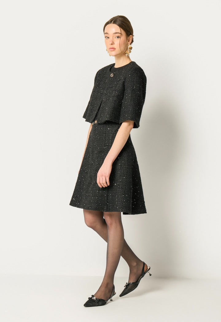 Tweed Dress Combo Black