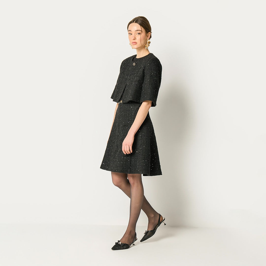 Tweed Dress Combo Black