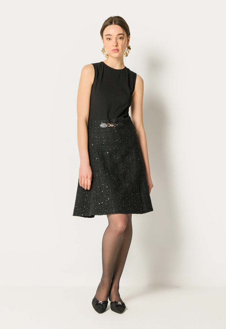 Tweed Dress Combo Black