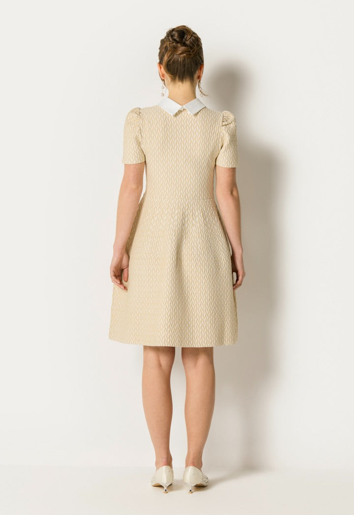 Detachable Collar Lurex Dress Champagne