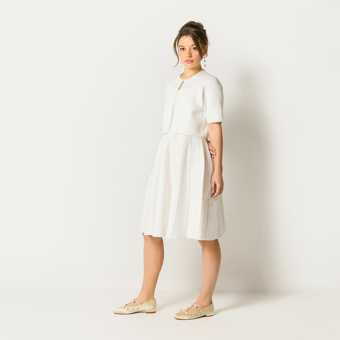 A-Line Dress And Jacket Combo Off White