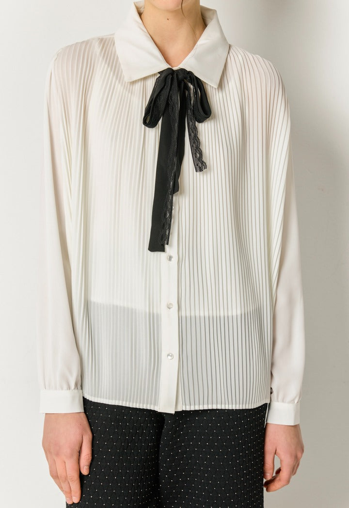 Pleated Solid Shirt Off White