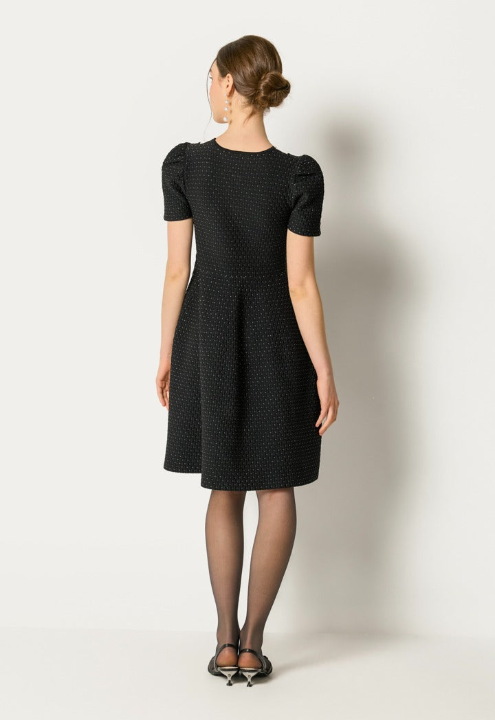 Two-Toned Elastic Dress Black