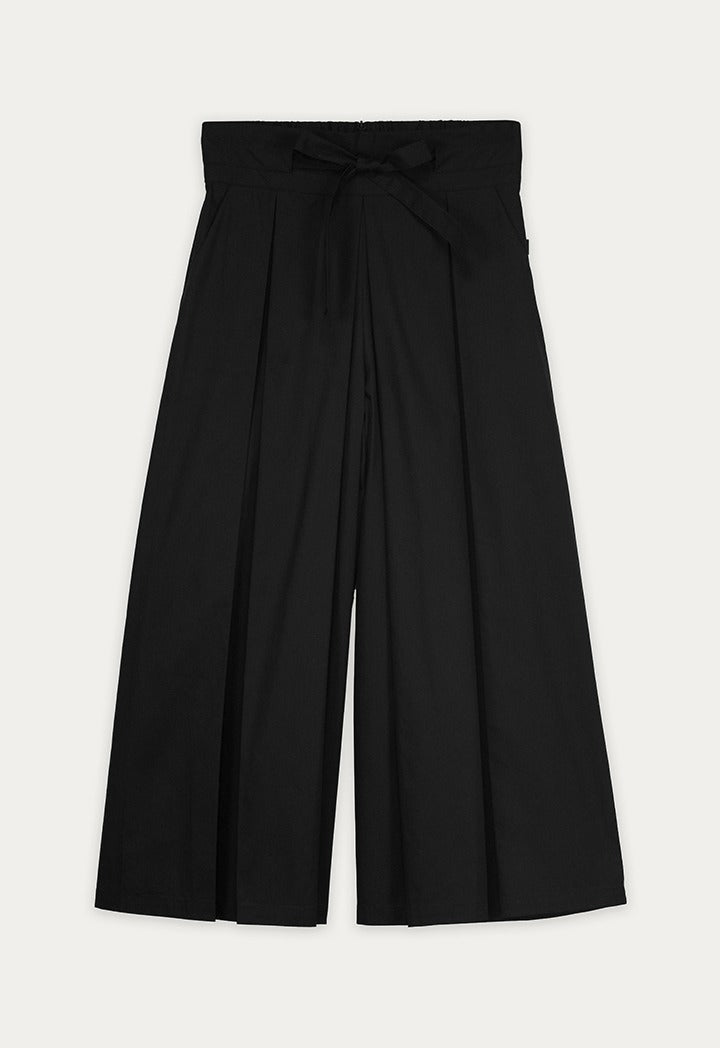 Pleated Solid Palazzo Trousers