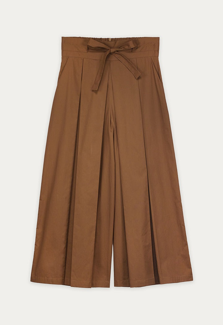 Pleated Solid Palazzo Trousers