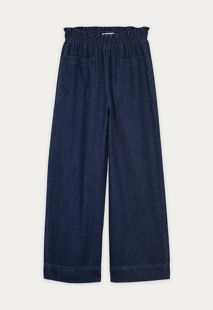 Ruffled High Waist Wide Leg Jeans