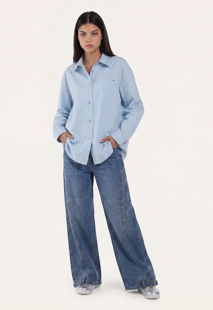 Solid Shirt with Back Slit with Clouser Button