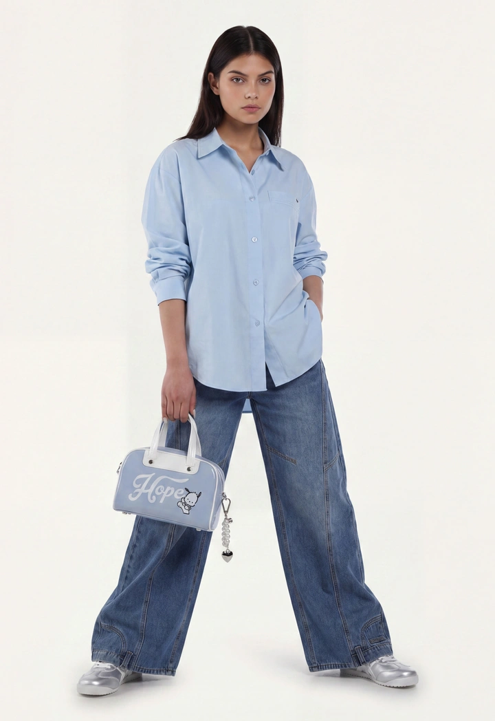 Solid Shirt with Back Slit with Clouser Button