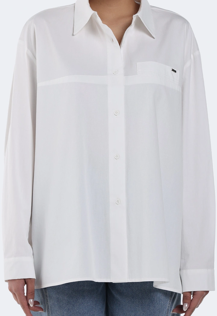 Solid Shirt with Back Slit with Clouser Button