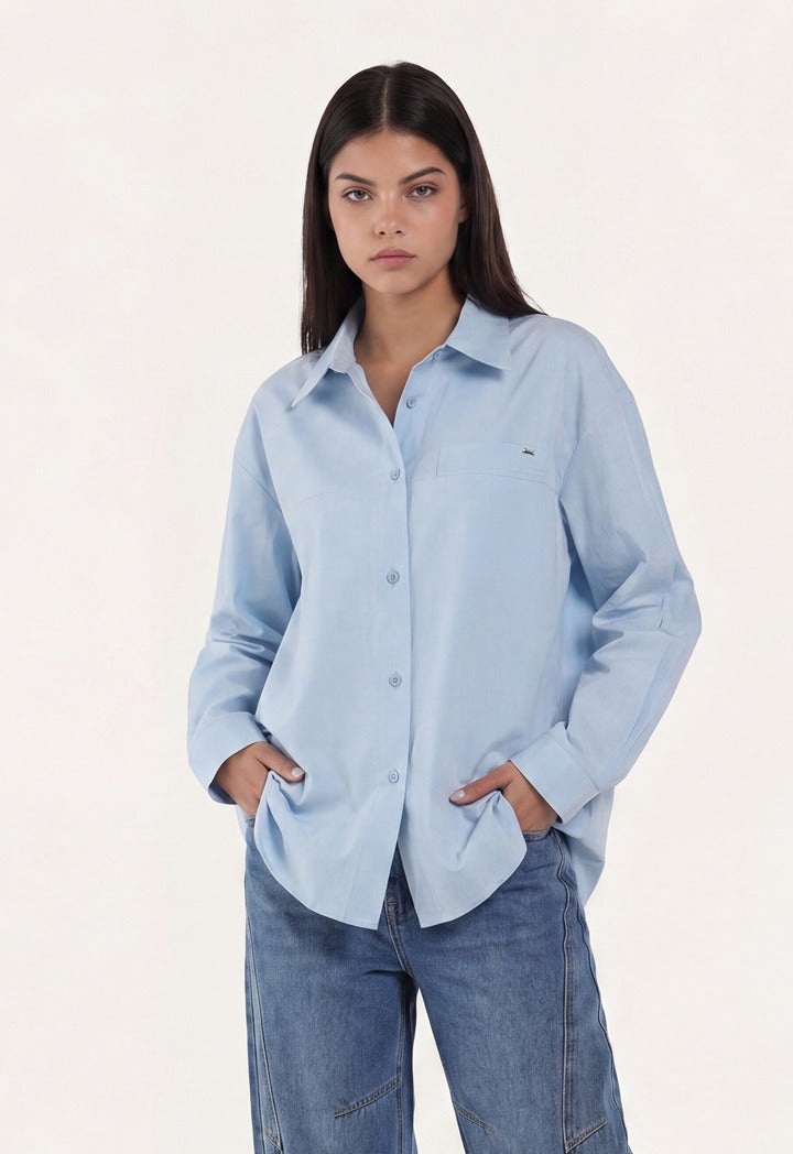 Solid Shirt with Back Slit with Clouser Button