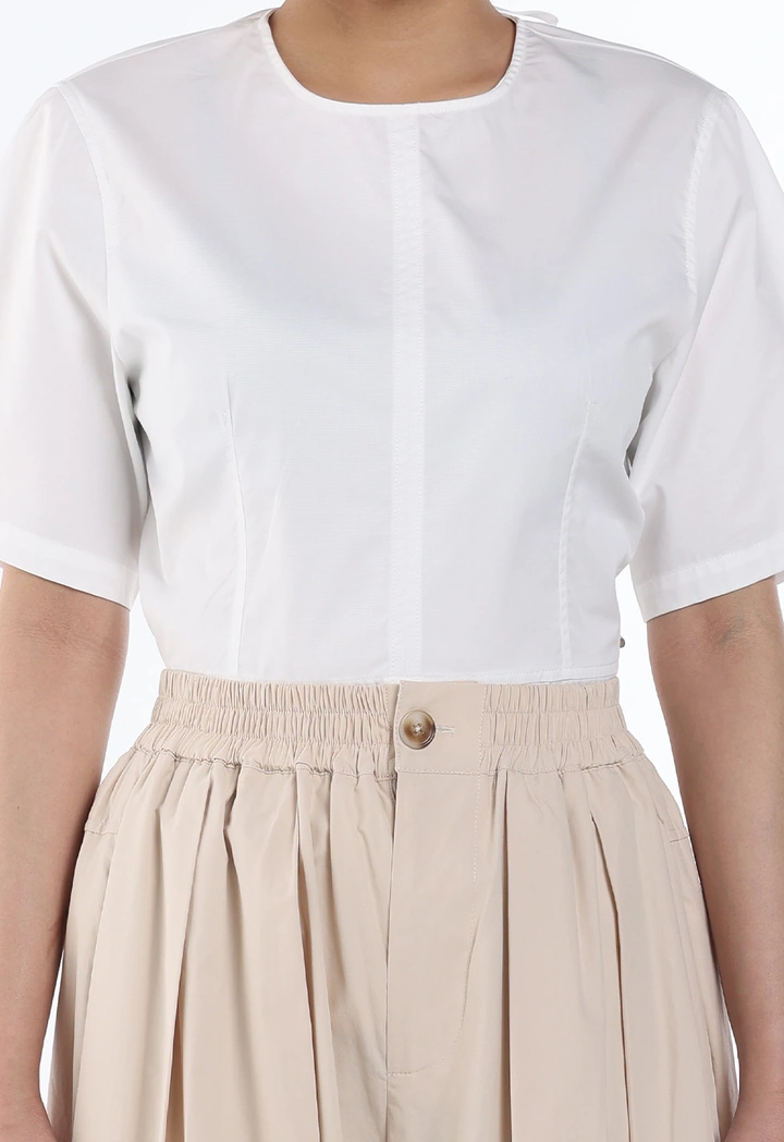 Elastic High Waist Barrel Leg Trouser