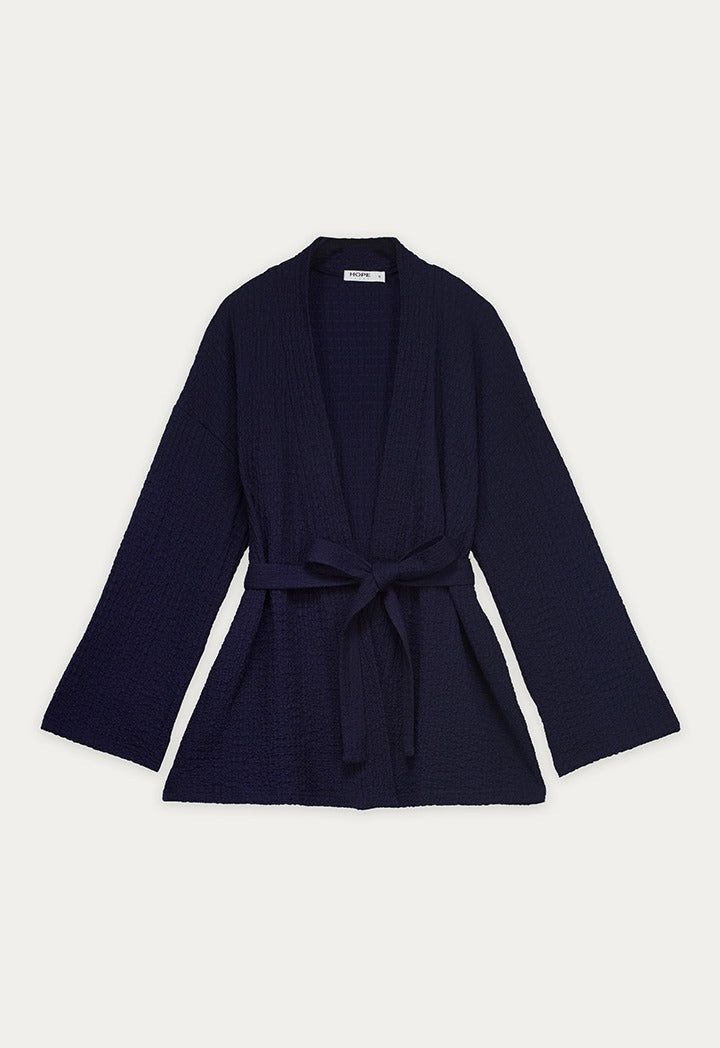 Belted Textured Cardigan