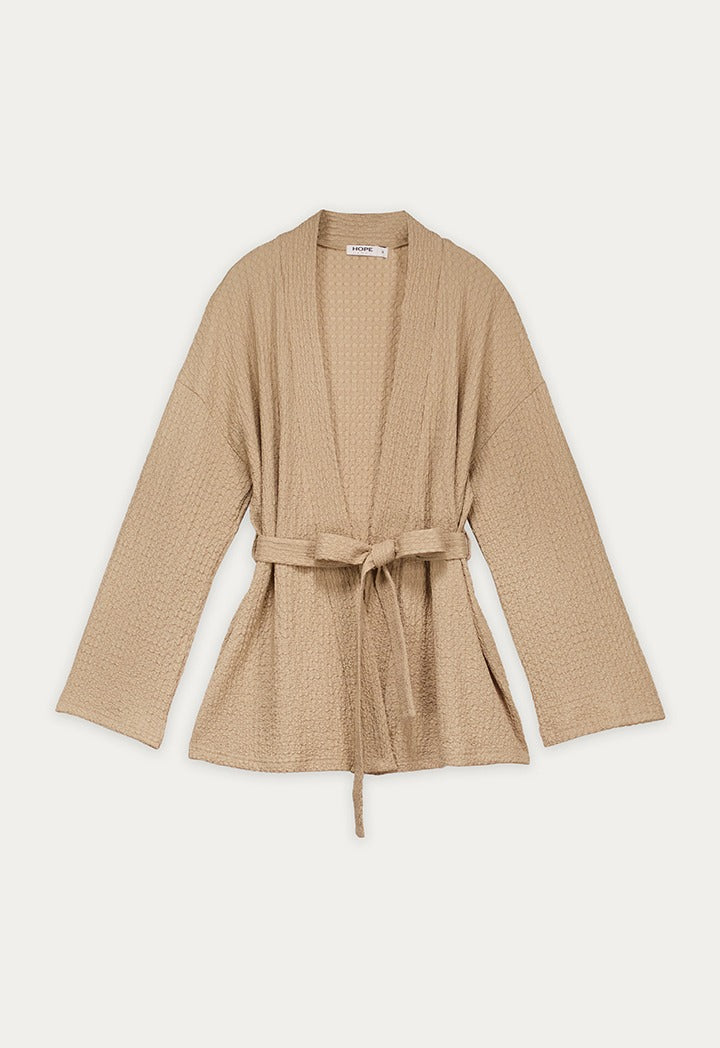 Belted Textured Cardigan