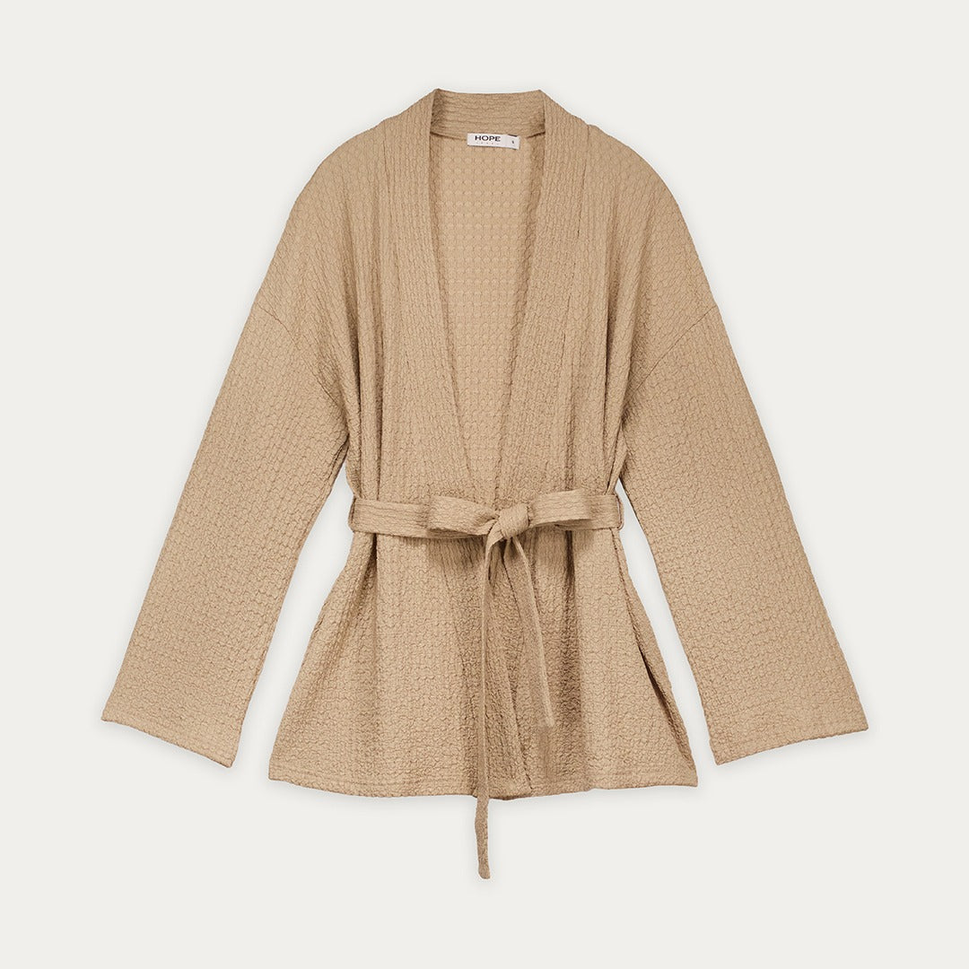 Belted Textured Cardigan