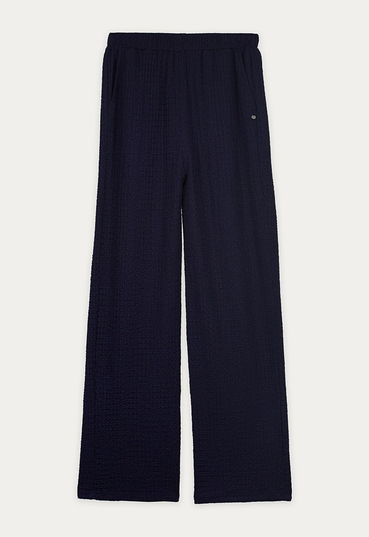 Wide Leg Textured Trousers