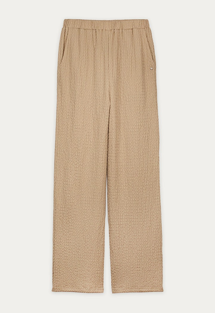 Wide Leg Textured Trousers