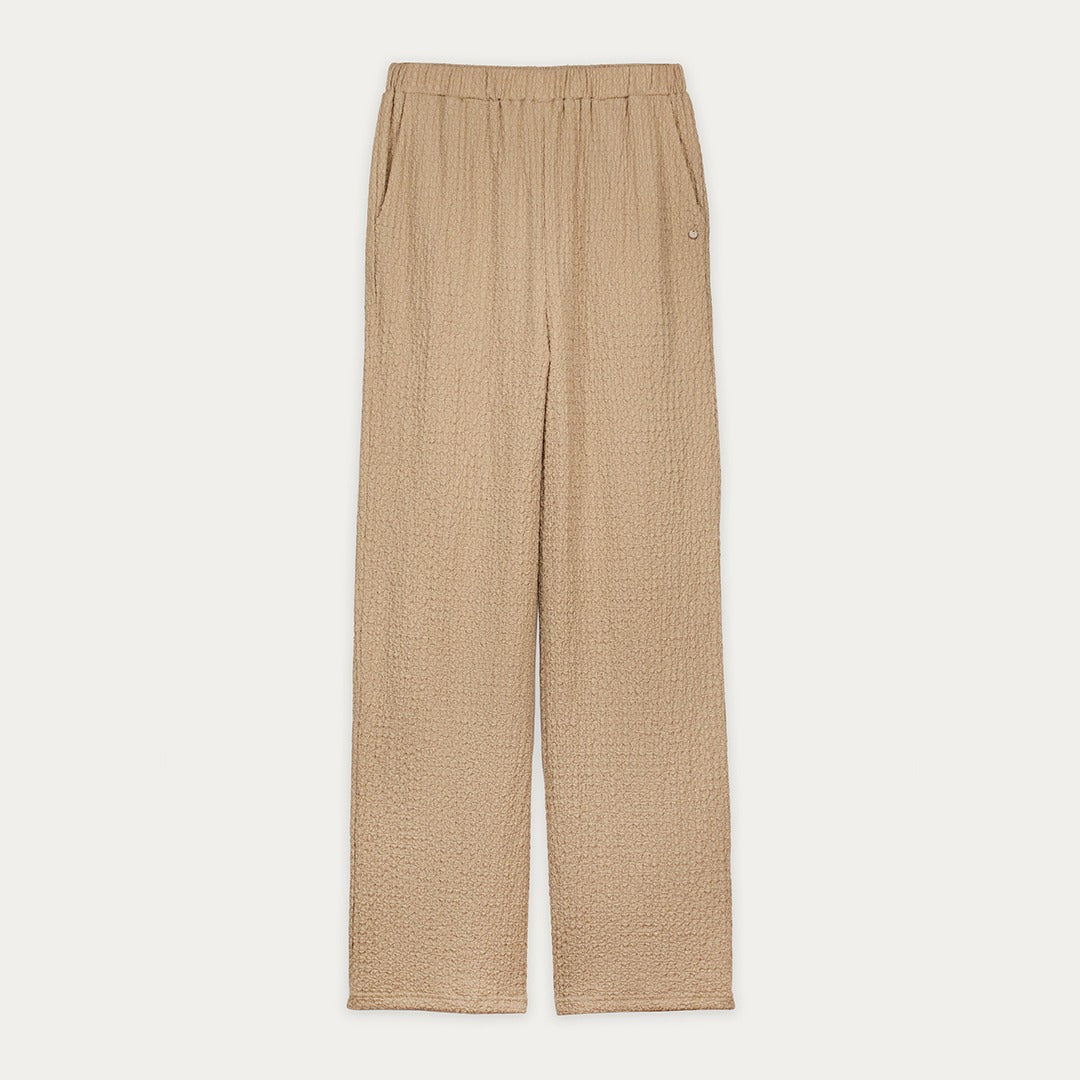 Wide Leg Textured Trousers