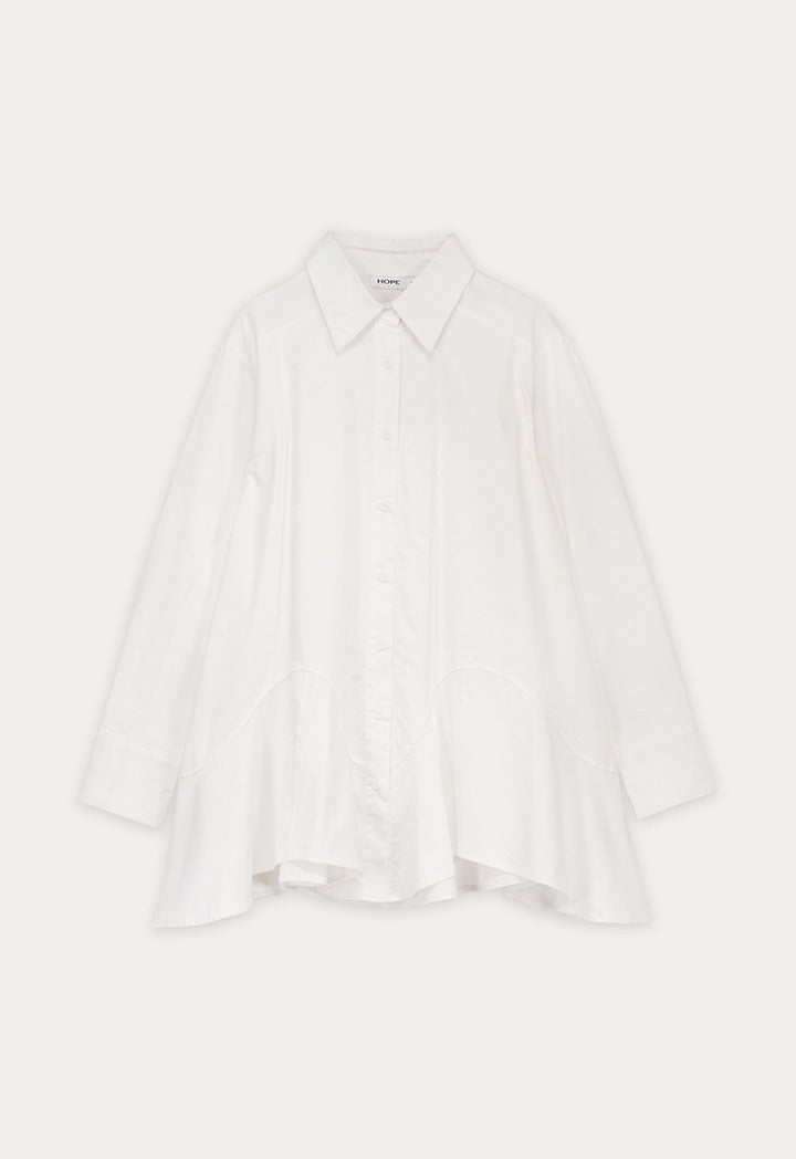 High Low Flared Hem Solid Shirt