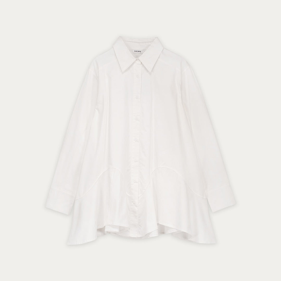 High Low Flared Hem Solid Shirt