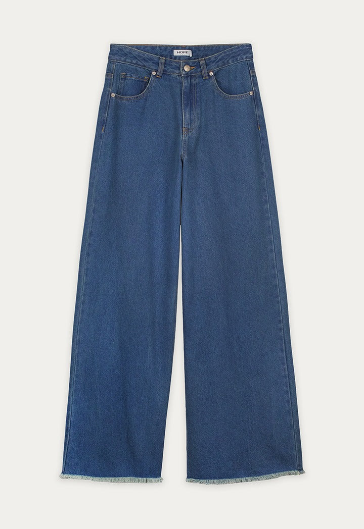 Frayed Hem Wide Leg Jeans