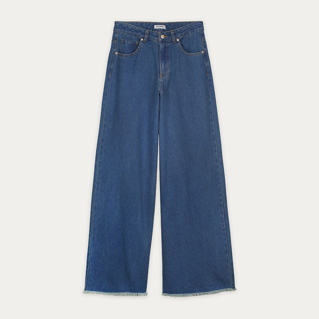Frayed Hem Wide Leg Jeans