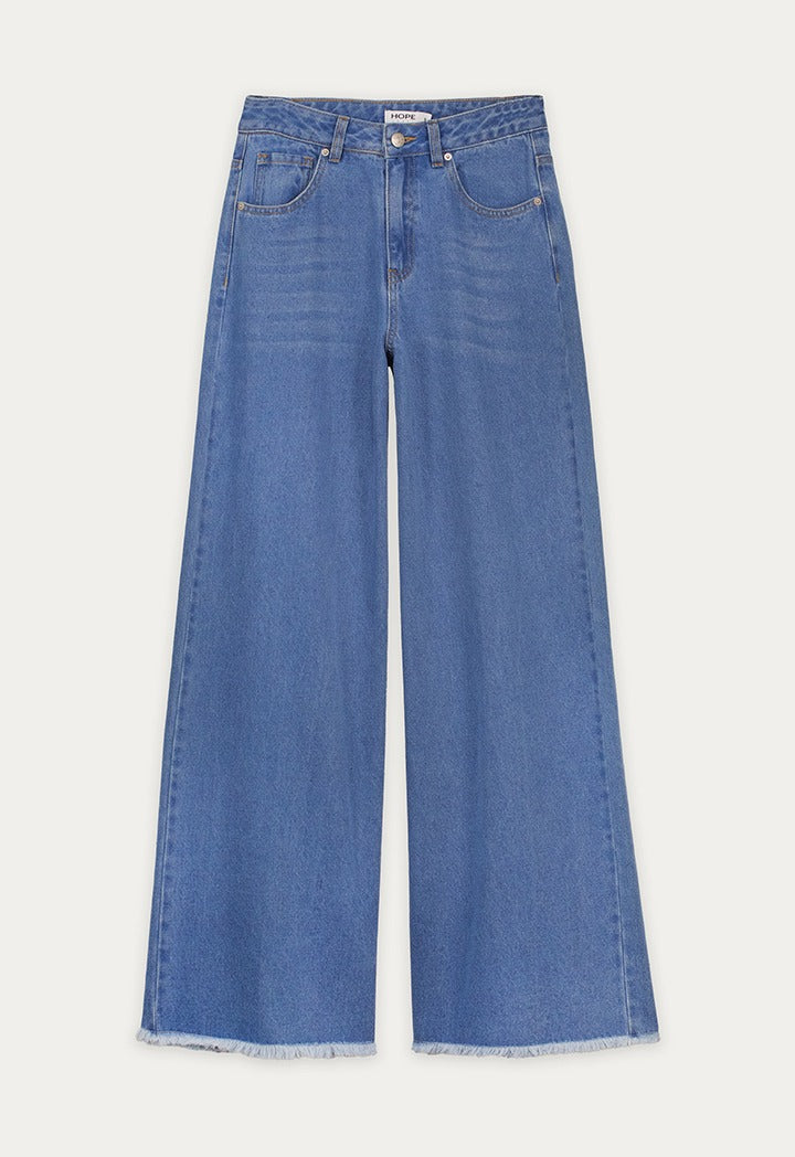 Frayed Hem Wide Leg Jeans