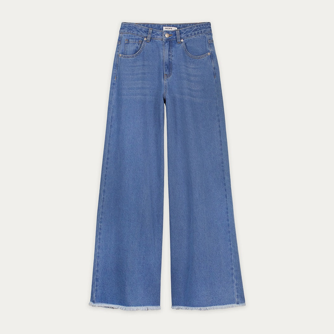 Frayed Hem Wide Leg Jeans