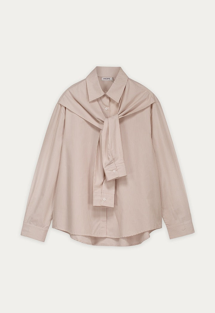 Striped Shirt with Attached Scarf