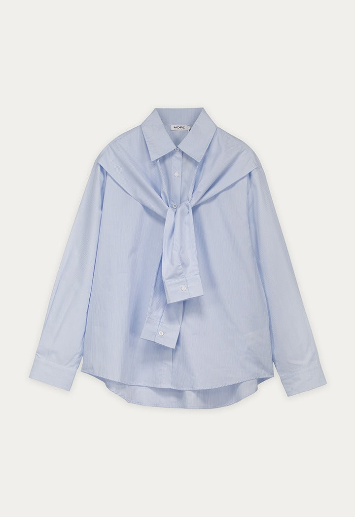 Striped Shirt with Attached Scarf