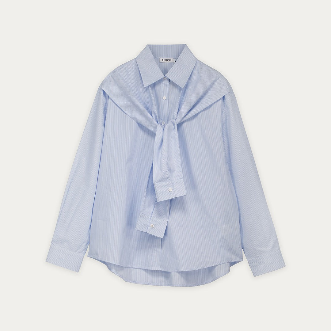 Striped Shirt with Attached Scarf