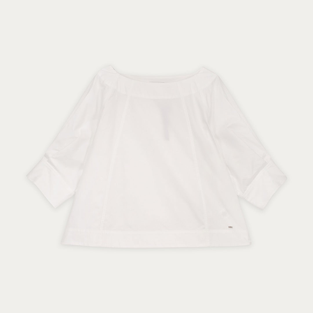 Boat Neck Solid Blouse