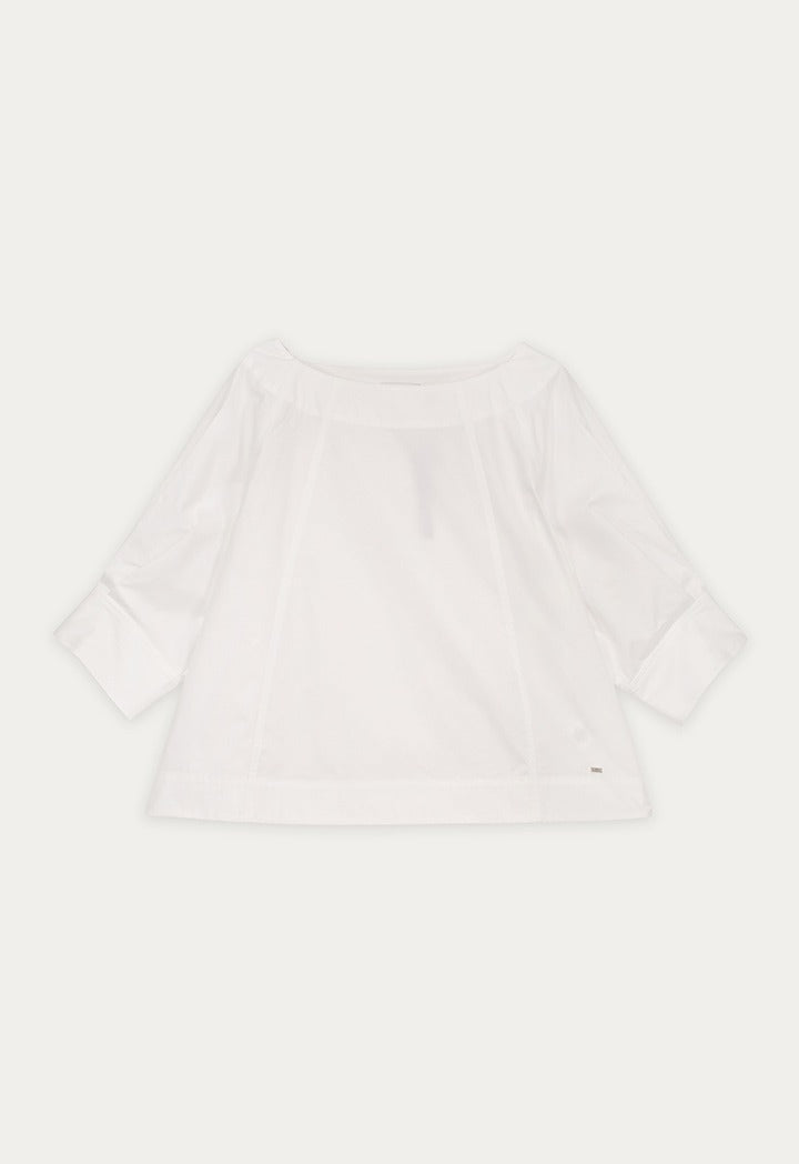 Boat Neck Solid Blouse