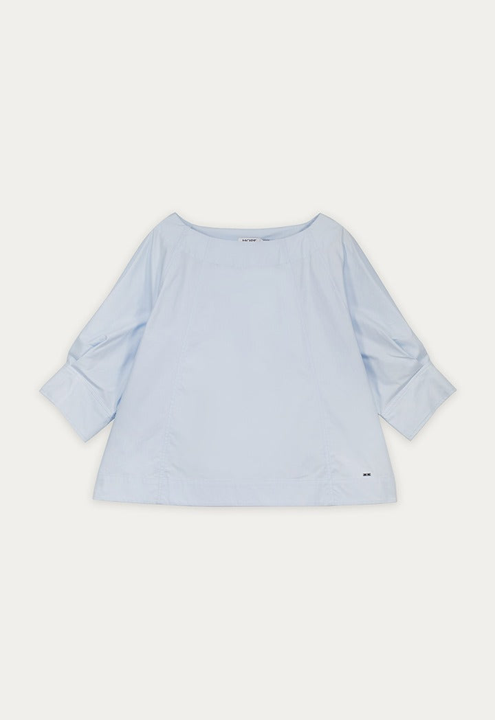 Boat Neck Solid Blouse