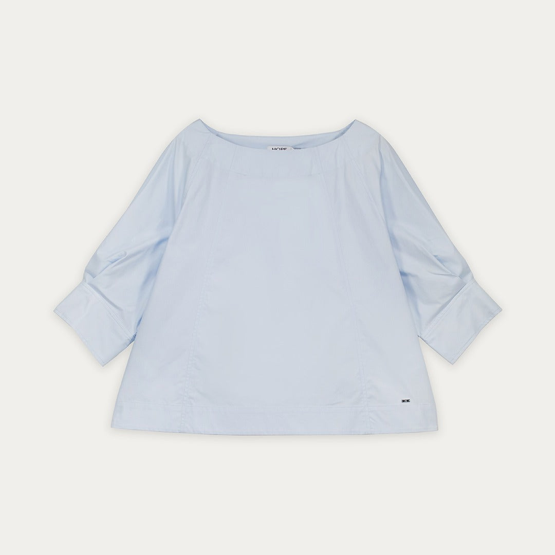 Boat Neck Solid Blouse