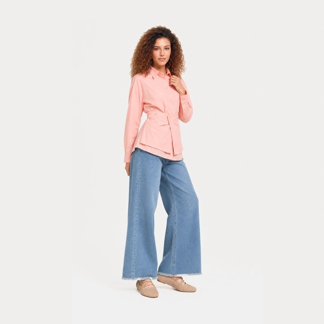 Frayed Hem Wide Leg Jeans