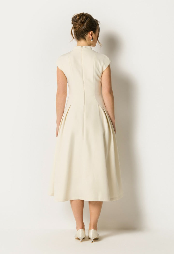 Twisted Bodice Sleeveless Dress Off White